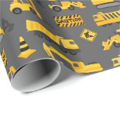 Bautransporter und -zeichen Muster Grau Geschenkpapier (Rolleneckpunkt)