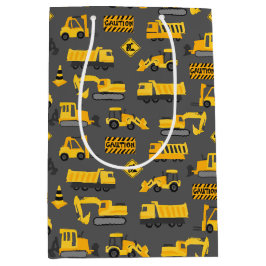 Bautransporter und -zeichen Muster Grau Mittlere Geschenktüte