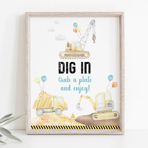 Bautransporter vergraben in der Geburtskennzeichnu Poster