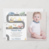 BAUTruck Geburtstag Foto Danke Karte (Vorderseite)