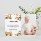 BAUTruck Geburtstag Foto Danke Karte (Stehend Vorderseite)