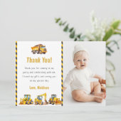 BAUTruck Geburtstag Foto Danke Karte (Stehend Vorderseite)