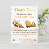 BAUTruck Geburtstag Foto Danke Karte (Stehend Vorderseite)