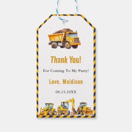 BAUTruck Geburtstagspartei Geschenkanhänger (Vorderseite)