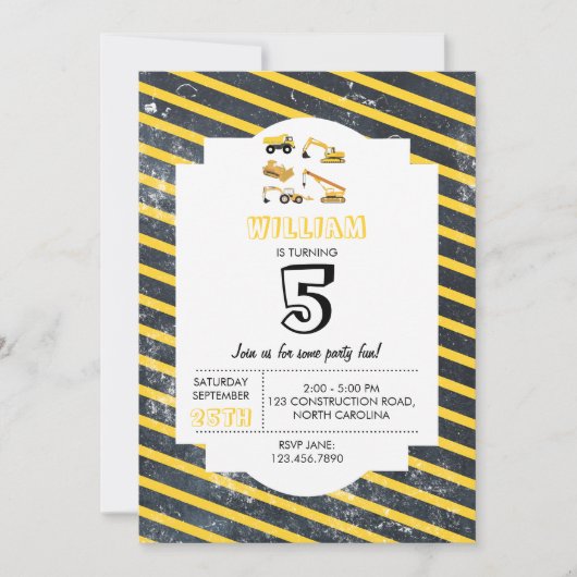 BAUTrucks Boys Geburtstagspartei Einladung (Vorderseite)