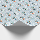 BAUTrucks - Niedlich blau weiß Geschenkpapier (Ecke)