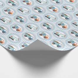 BAUTrucks - Niedlich blau weiß Geschenkpapier