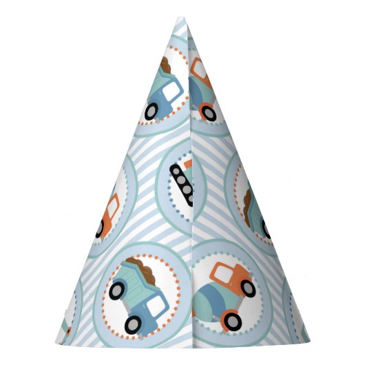 BAUTrucks - Niedlich blau weiß Partyhütchen (Rückseite)
