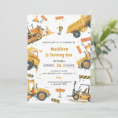 BAUTrucks Thema Geburtstagsparty Einladung (Stehend Vorderseite)