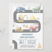 BAUTrucks Thema Geburtstagsparty Einladung (Vorderseite)