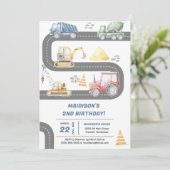 BAUTrucks Thema Geburtstagsparty Einladung (Stehend Vorderseite)