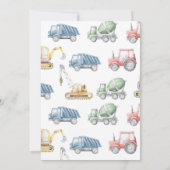 BAUTrucks Thema Geburtstagsparty Einladung (Rückseite)