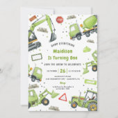 BAUTrucks Thema Geburtstagsparty Einladung (Vorderseite)