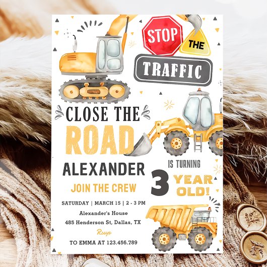 BAUTrucks Thema Geburtstagsparty Einladung