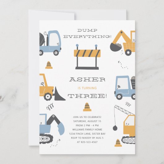 BAUTÜR Thema Geburtstagsparty Einladung (Vorderseite)