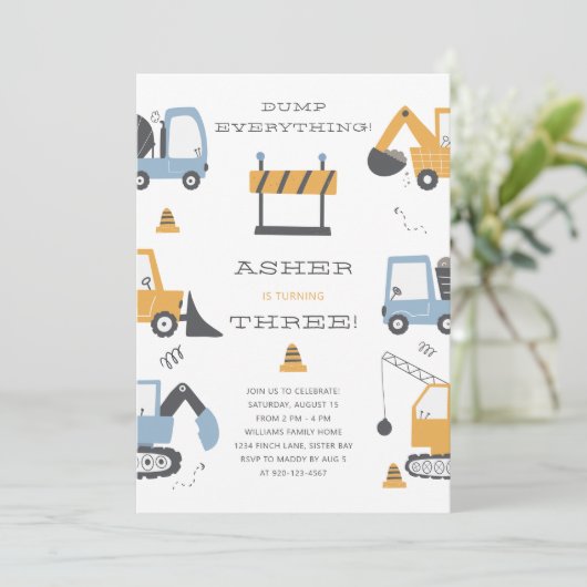 BAUTÜR Thema Geburtstagsparty Einladung (Stehend Vorderseite)