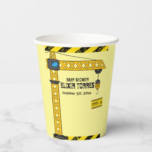 Bauturmkrane Kinderdusche Pappbecher (Rückseite)