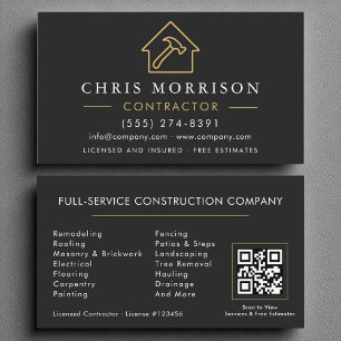 Bauunternehmen Black Gold Luxury QR Code Visitenkarte