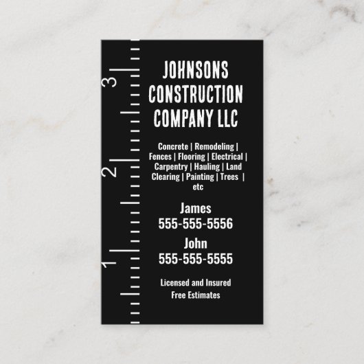 Bauunternehmen, die die Visitenkarte für das Messe (Vorderseite)