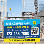 Bauunternehmen QR Code Navy Blue Promotions Banner