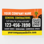 Bauunternehmen QR Code Orange Promotion Banner (Horizontal)