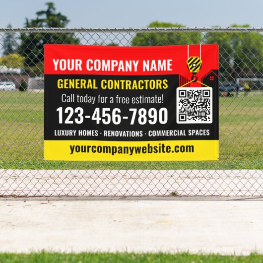 Bauunternehmen QR Code Red Promotions Banner (Insitu)