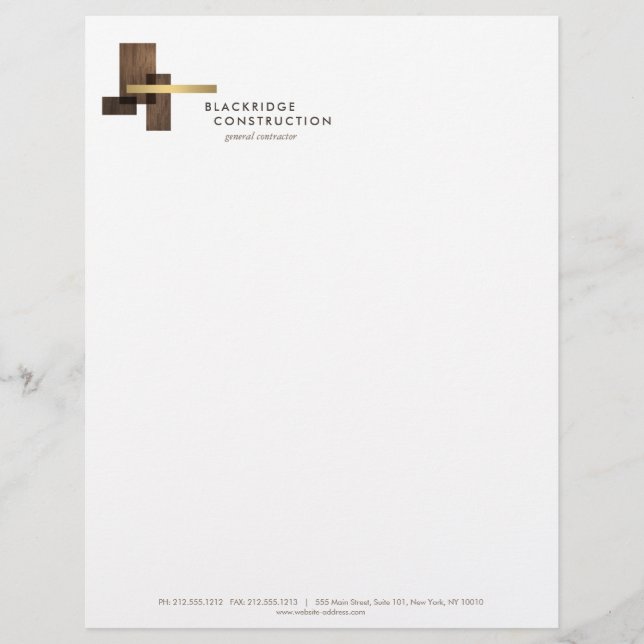 Bauunternehmer Bauholz Gold Logo Briefbogen (Vorderseite)