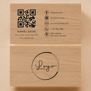 Bauunternehmer Holz Professional QR Code Visitenkarte