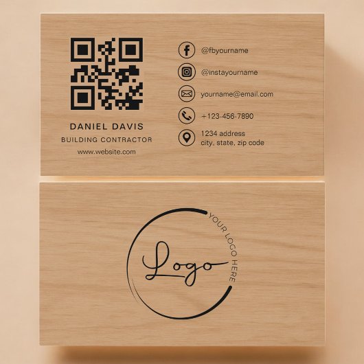Bauunternehmer Holz Professional QR Code Visitenkarte