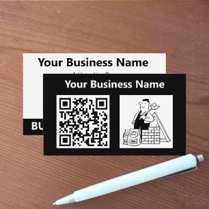 Bauunternehmer Illustration & QR-Code Visitenkarte