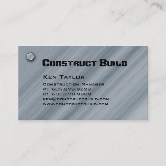 Bauunternehmer-MetallVisitenkarte 2 Visitenkarte (Vorderseite)