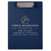Bauunternehmer Navy Blau Gold Klemmbrett (Vorderseite)