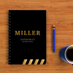 Bauunternehmer Schwarz und Metallic Gold Notizblock
