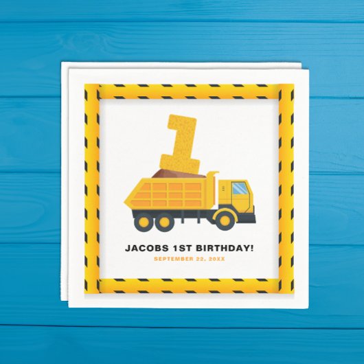 Bauwagen 1. Geburtstag Party Napkins Serviette