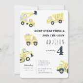 Bauwagen 4. Geburtstag Einladung (Vorderseite)