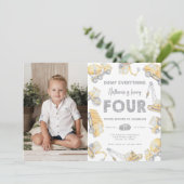 Bauwagen 4. Geburtstag Party Einladung (Stehend Vorderseite)