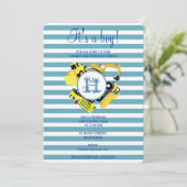 Bauwagen Baby Boy Baby Shower Einladung (Stehend Vorderseite)