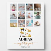 Bauwagen Baby First Year Foto Collage Fotoplatte (Vorderseite)