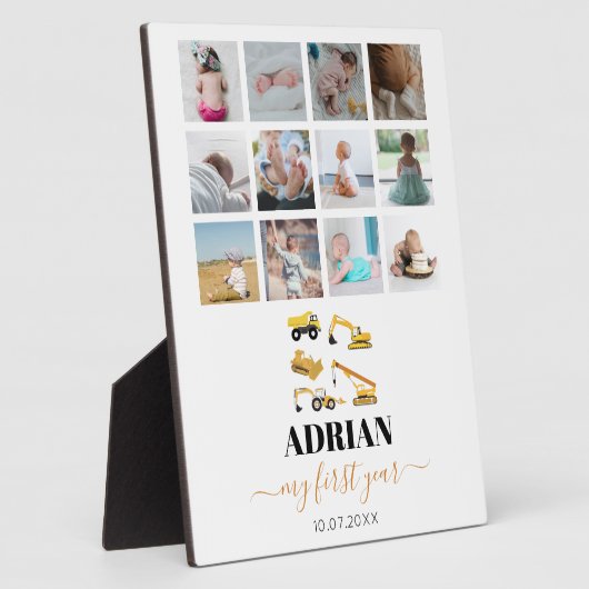 Bauwagen Baby First Year Foto Collage Fotoplatte (Seite)
