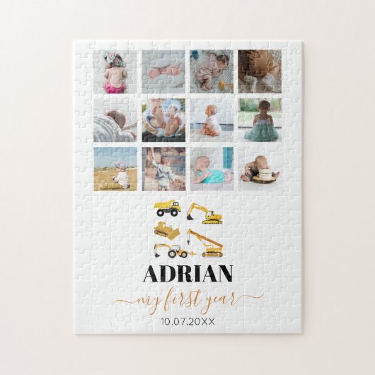 Bauwagen Baby First Year Foto Collage Puzzle (Vertikal)