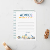 Bauwagen, Babyduschenempfehlung für Mama Mitteilungskarte (Vorderseite/Rückseite Beispiel)