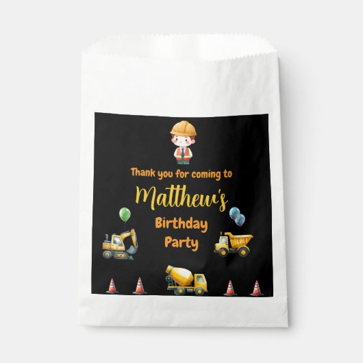 Bauwagen Birthday Gefallen Tasche Geschenktütchen (Vorderseite)
