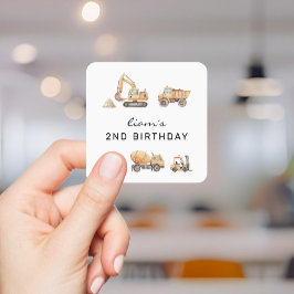 Bauwagen Birthday Moderne Minimal Quadratischer Aufkleber