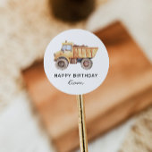 Bauwagen Birthday Moderne Minimal Runder Aufkleber