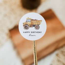 Bauwagen Birthday Moderne Minimal Runder Aufkleber