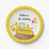 Bauwagen Digger Boy Birthday Pappteller (Vorderseite)