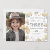 Bauwagen DREI 3. Geburtstag Party Einladung (Vorderseite)