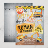 Bauwagen Einladung Geburtstagsparty (Vorne/Hinten)