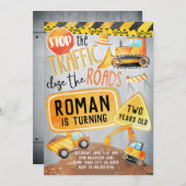 Bauwagen Einladung Geburtstagsparty (Vorne/Hinten)