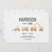 Bauwagen Einladung zum Geburtstag (Vorne/Hinten)